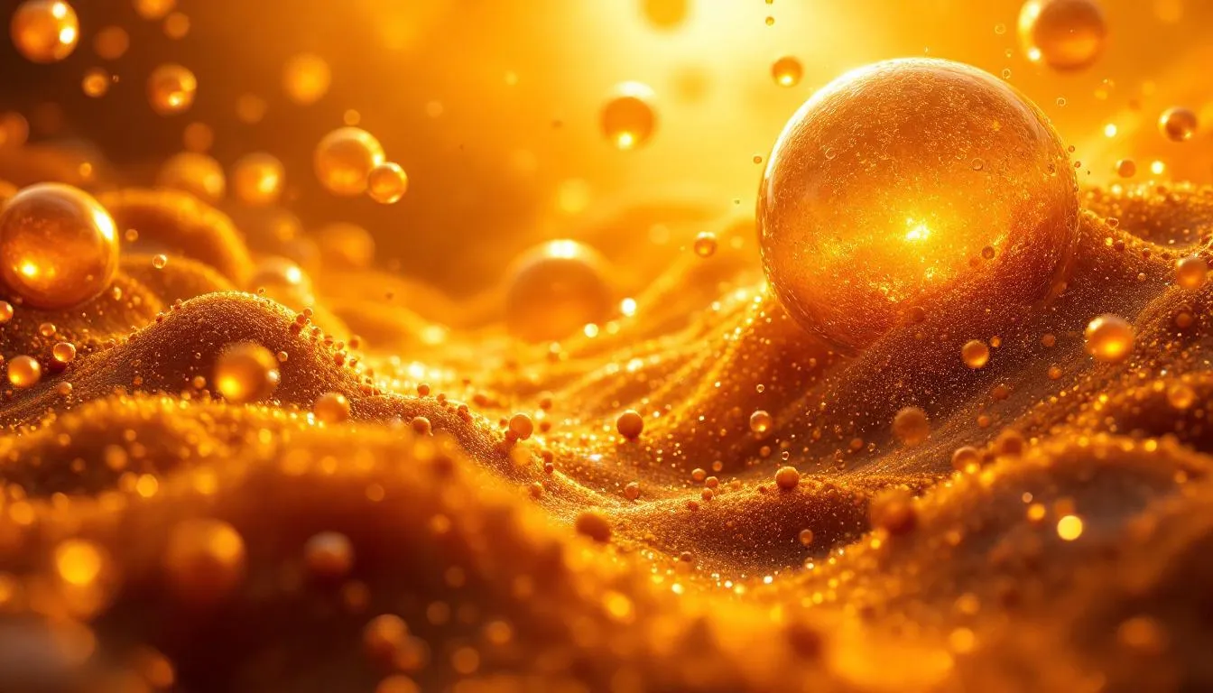 Visualization of molecular structures and lipid particles in warm tones
