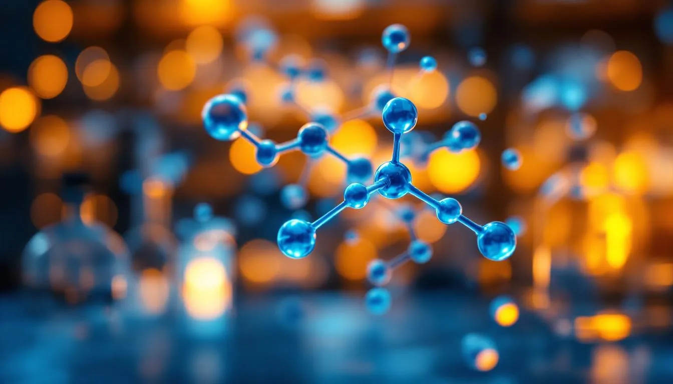 Vibrant blue molecule visualization representing methylene blue's molecular structure