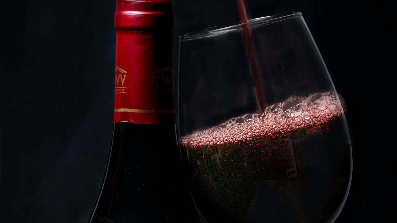 Red wine and grapes representing polyphenol research